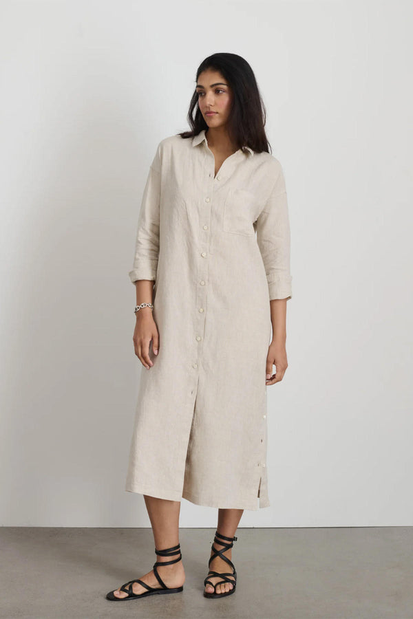 Kerry Shirtdress In Flax Linen in Flax