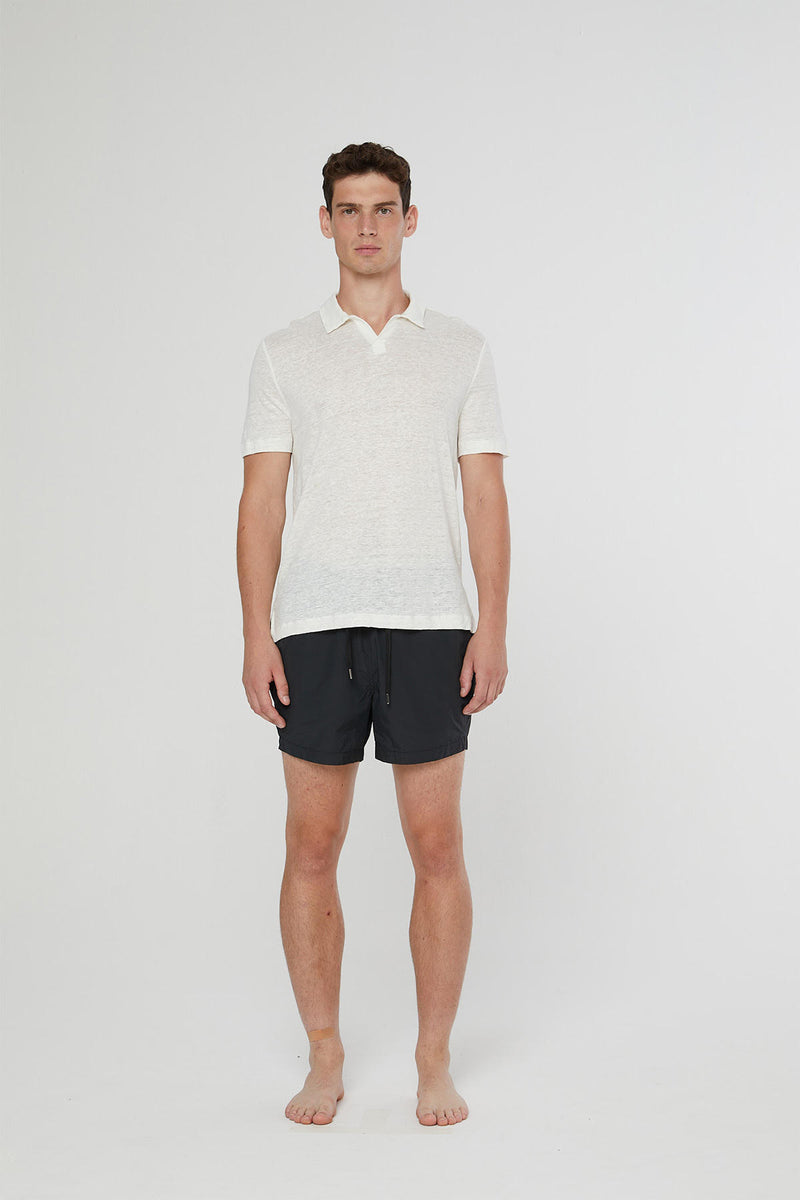 Men's Shaun Linen Polo in White